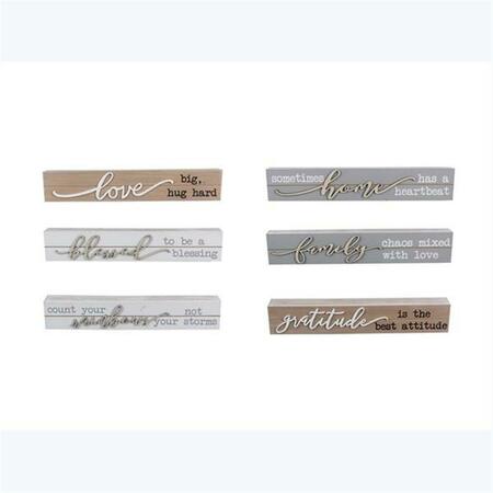 YOUNGS Wood Box Tabletop & Wall Sign with Raised Word, Assorted Color - 6 Piece 19598